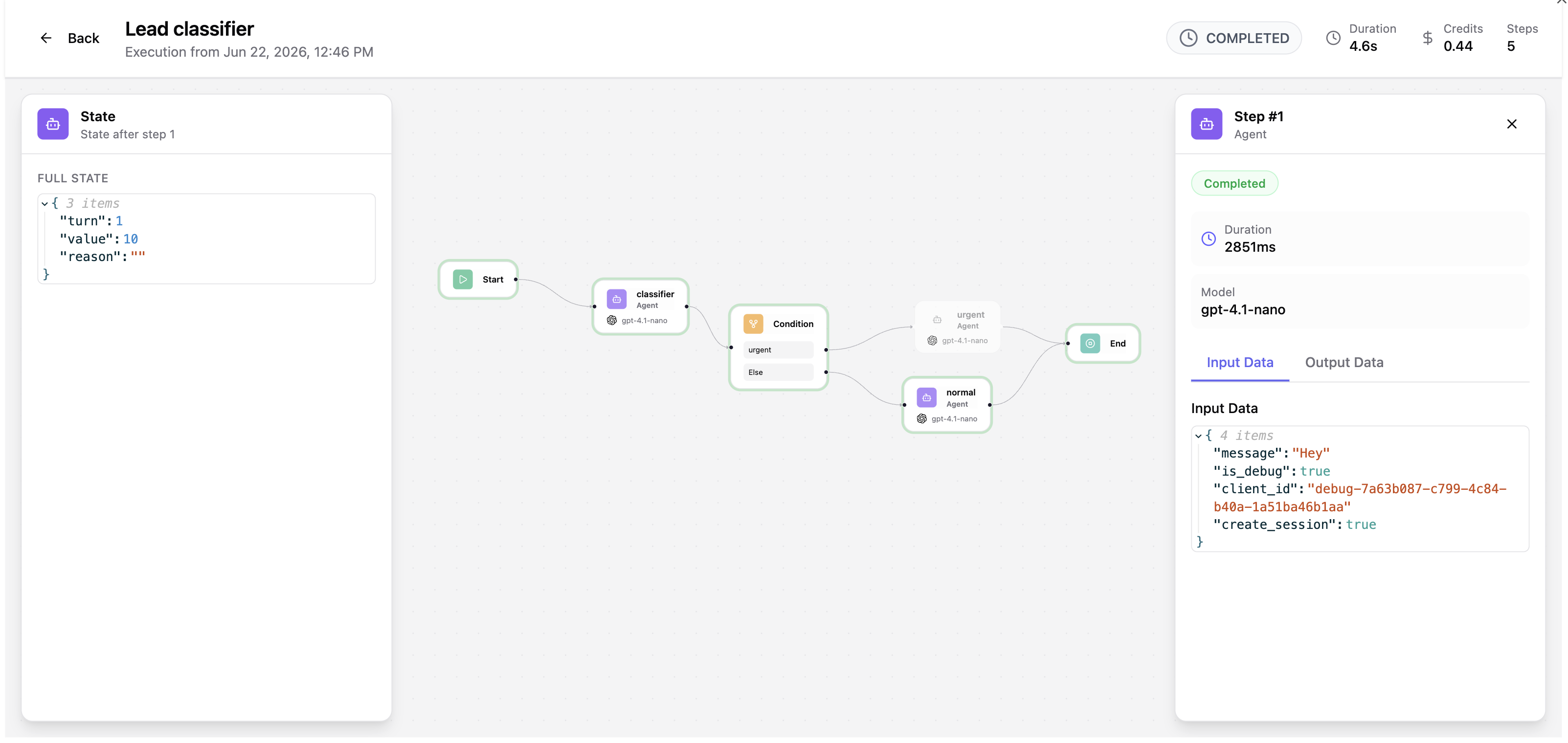 Debug panel
